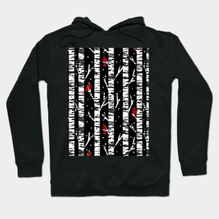 Cardinal birds on birch trees in the winter at night Hoodie